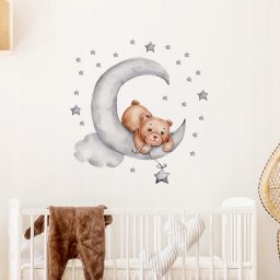 ROOM Decor SIPO-WS63037 NAKLEJKI NA ŚCIANĘ MIŚ LEŻĄCY NA KSIĘŻYCU