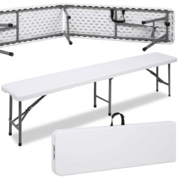 Royal Catering Ławka składana cateringowa 180 x 30 x 43 cm turystyczna biwak biało-szara UNIWERSALNY