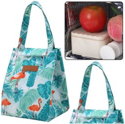 Lean Torba Termiczna Izolacyjna Śniadaniowa Lunch Bag Liście Flamingi 25cm