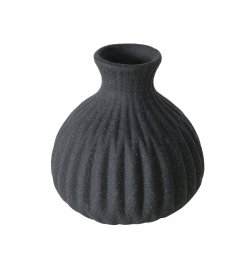Boltze Wazon ceramiczny w prążki ESKO, czarny mat