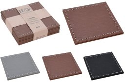 COASTER PU 4PCS 10X10CM 3ASS