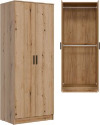 BogFran Szafa dwudrzwiowa z drążkami na ubrania wąska 80 cm dąb evoke MONTANA MT01