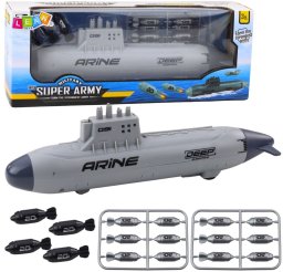 Statek Łódź Podwodna Strzelająca Torpedami Napęd Szara 28cm LEAN Toys