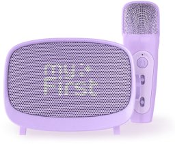 Mikrofon My First myFirst Voice 2 - zestaw do karaoke dla dzieci - mikrofon i głośnik bezprzewodowy z efektami modyfikacji dźwięku (purple)
