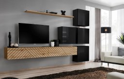 Meblościanka SWITCH LAMEL IX dąb wotan/czarna ASM Meble