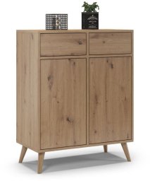Topeshop Komoda na nóżkach do sypialni, SKAND, 80x40x100 cm, dąb, mat | TYLETEGOTU