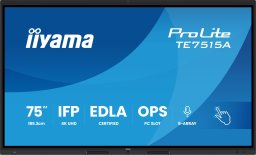 System interaktywny iiyama TE7515A-B1AG signage display Płaski panel Digital Signage 189,2 cm (74.5") Wi-Fi 550 cd/m 4K Ultra HD Czarny Ekran dotykowy Procesor wbudowany Android