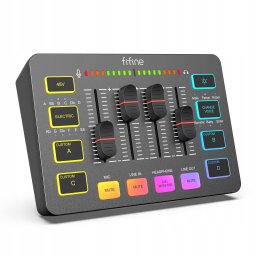 Fifine Mikser Sound Card SC3W biały USB z RGB XLR 2 - kanałowy
