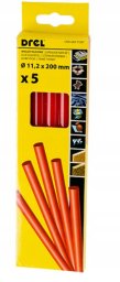 Drel Hot glue sticks 11.2 mm x 200 mm, red, 5 pcs.