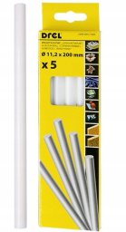 Drel Hot glue sticks 11.2 mm x 200 mm, white, 5 pcs.
