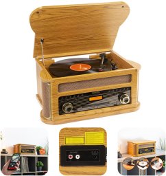 Fenton Gramofon Memphis BT CD kaseta DAB+ FM USB drewno one size