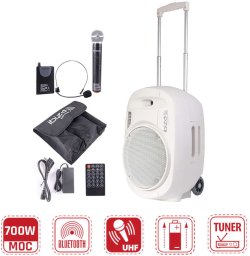 Kolumna mobilna Ibiza PORT12UHF-WH-MKII one size
