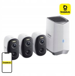 Kamera IP Baseus Zestaw 3 kamer zewnętrznych N1 Baseus 2K (biały)