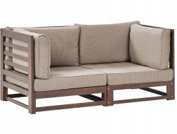 Beliani Sofa ogrodowa dla 2 osób TRANI Modułowy Certyfikowane drewno akacjowe Ciemnobrązowy