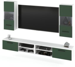 Hurtownia-Mebli Meblościanka Młodzieżowa Blande Szafka Rtv 240cm Biała Butelkowa Zieleń