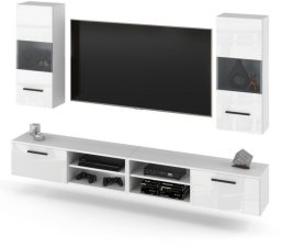 Hurtownia-Mebli Meblościanka Do Sypialni Salonu Młodzieżowa Rtv 240cm Blande Biała Połysk