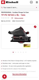 Pilarka tarczowa Nutool EINHELL PILARKO-ZAGŁĘBIARKA TP-PS 18/165 Li BL