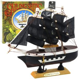 LeanToys Model Kolekcjonerski Dekoracyjny Statek Żaglowiec Piracki Czarny 16x15cm LEAN Toys