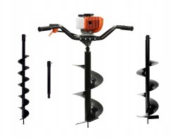 Świder spalinowy(2os.) + wiertła(10cm,20cm,30cm) + adapter 50cm (1/2)
