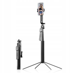 Selfie stick Wozinsky Selfie stick WST-360YS z funkcją statywu z automatycznym śledzeniem twarzy 360° AI sterowanie gestami - czarny