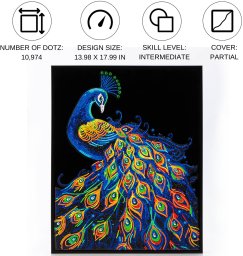 DIAMOND DOTZ ADULTS FLOCKED NEON PEACOCK