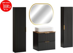 Comad Zestaw meblowy 60cm z blatem, umywalką nablatową Magic, szafkami wysokimi i lustrem LED