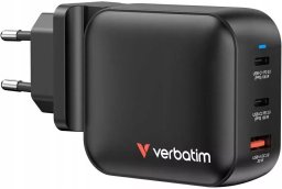 Ładowarka Verbatim Mini GaN 100W 2xUSB-C PD/1x USB-A QC czarny (32230)