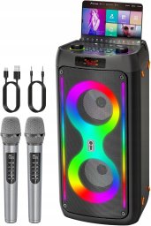 Głośnik AMT JAPOUCA Głośnik do karaoke Bluetooth z 2 bezprzewodowymi mikrofonami