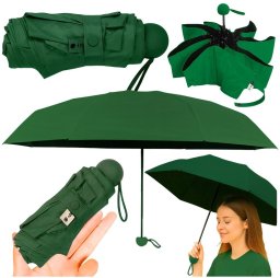 Parasolka Kieszonkowa Składana z Ochroną UV UPF 50+ Etui Zielona 90 cm