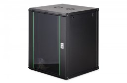 Szafa DIGIT Szafa sieciowa wisząca Dynamic 19 16U rack 600x600, szklane drzwi, czarny, nieskładana, 60kg