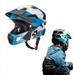 RockBros Kask rowerowy TS-61 10110061002 dziecięcy z odpinaną szczęką rozmiar M (54-57) - niebieski