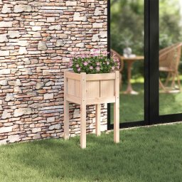 Drewutnia vidaXL Doniczka ogrodowa naturalna Lite drewno sosnowe, 40 x 40 x 70 cm