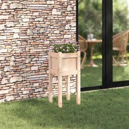 Drewutnia vidaXL Doniczka ogrodowa naturalny 31 x 31 x 70 cm Lite drewno sosnowe