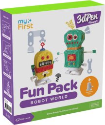 XMaster myFirst 3dPen Make Filaments Fun Pack - zestaw kreatywny do długopisu 3dPen, zawiera 5 szablonów, 12 wkładów PCL (25 m), nakręcany napęd do modeli, arkusz termoplastyczny (robot world)