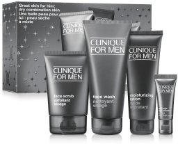 Clinique CLINIQUE_SET For Men Great Skin Essentials żel do mycia twarzy 200ml + peeling do twarzy 100ml + przeciwstarzeniowy krem pod oczy 15ml + emulsja nawilżająca do twarzy 100ml
