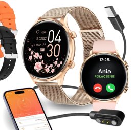 SMARTWATCH DAMSKI ZEGAREK WODOODPORNY PL MENU ROZMOWY SMART WATCH + 4 PASKI