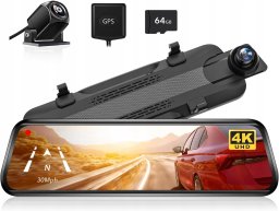 WOLFBOX G930 kamera samochodowa lusterko 10'' 4K przód tył 64 GB