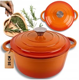 EMALIOWANY GARNEK ŻELIWNY 26cm 5L HAGE ORANGE
