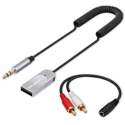 Transmiter FM Roxtone Qoltec Bezprzewodowy adapter odbiornik dźwięku Audio HiFi Home&Car| Bluetooth 6.0 | 2 x RCA | 1 x AUX 3.5mm| USB | Mikrofon