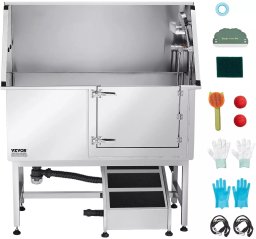 Vevor Wanna groomerska 127 cm stal rampa filtr prysznic dozownik drzwi prawe