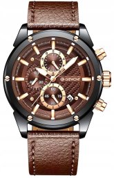 Zegarek Giewont Zegarek Męski Giewont Chronograph Sapphire Czarno Brązowy GW8810-A3
