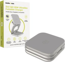 Ładowarka Mobile Origin Mobile Origin 3in1 Qi2 25W UltraSlim Foldable Charger PW36 MagSafe Compatible Silver