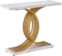 Songmics Stolik konsola wąska do przedpokoju 100cm metalowa do salonu
