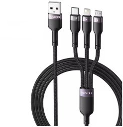 Kabel USB Kaku Kabel Toocki USB 3w1 USB-C, Micro, Lightning 100W, 1.2m, 3 końcówki do ładowania