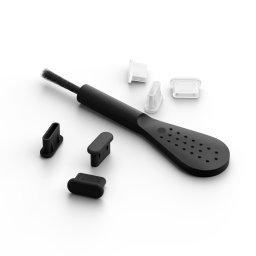 Mobile Origin Mobile Origin USB-C Dust Plug & Cleaning Brush CL1 Black/Clear for iPhone/Android