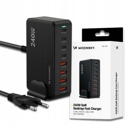 Ładowarka Wozinsky Stacja ładująca Wozinsky 240W GaN QC3 - czarna