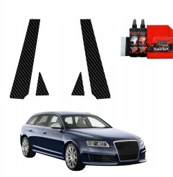 GrizzGlass Folia karbonowa na słupki GrizzGlass BodyShield do Audi A6 C6 Avant Facelifting (2008-2011) [4w1]