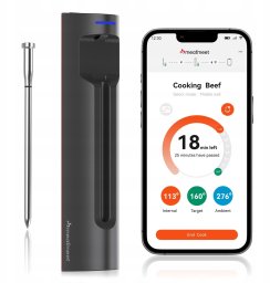 Retoo Termometr kuchenny Meatmeet S Pro z aplikacją Bluetooth do grilla piekarnika wędzarni - szary