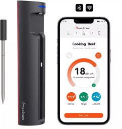 Retoo Termometr kuchenny Meatmeet X Pro z aplikacją Bluetooth/WiFi do grilla piekarnika wędzarni - czarny