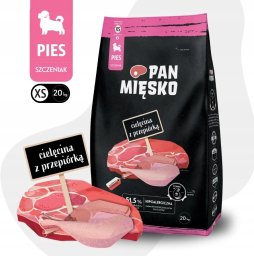 Pan Mięsko Karma sucha dla psa Cielęcina z przepiórką (szczeniak) chrupki XS 20kg